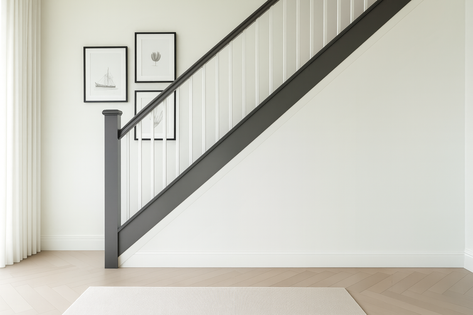 Empty under stairs space before custom storage installation.