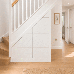 6 drawer under stairs storage in black finish